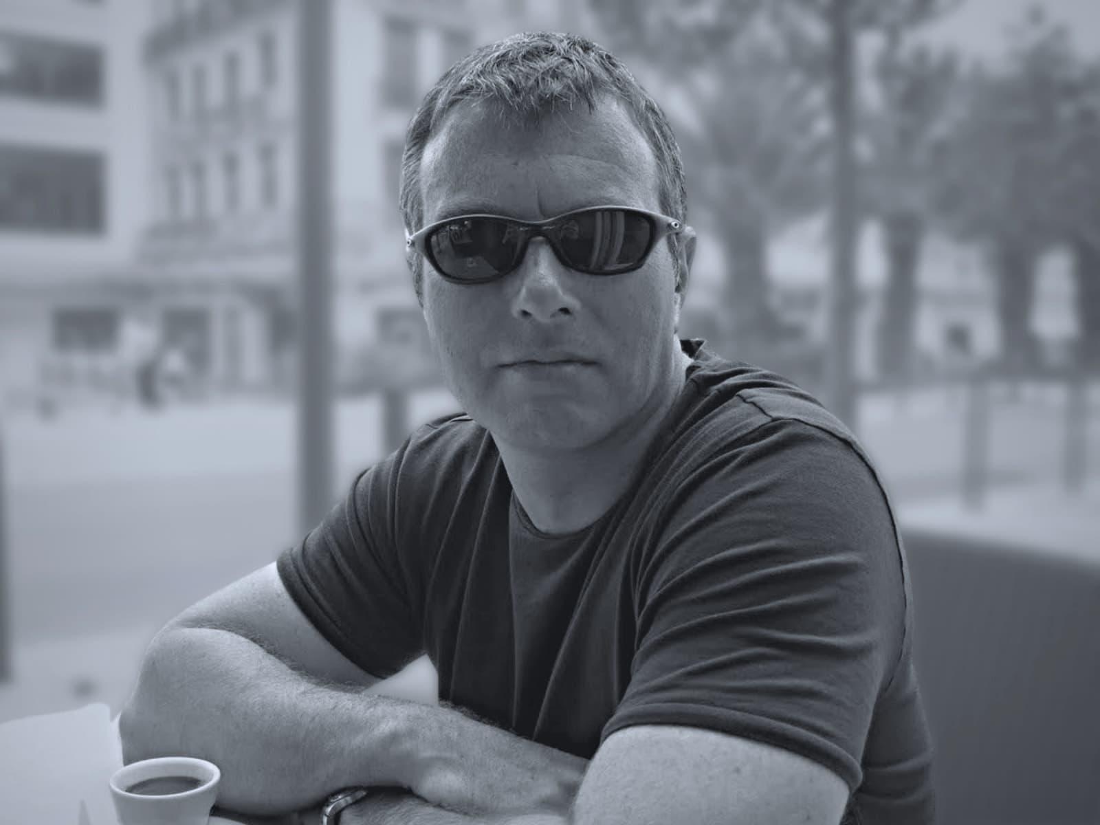 Barry Taylor at a café in Biarritz, France in October 2009